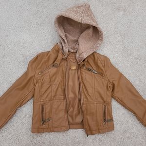 JOUJOU Leather jacket with hood, kids size 7/8